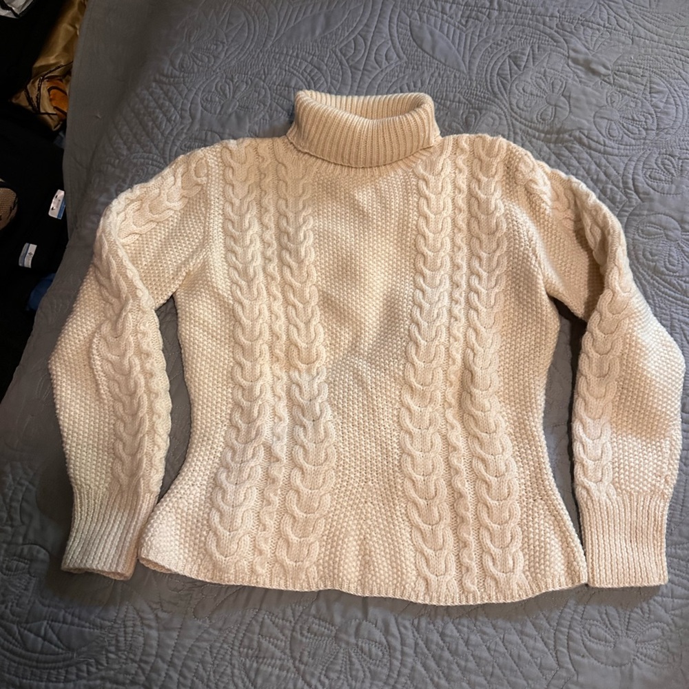 JH Collectibles Cream Cable Knit Turtleneck Sweater